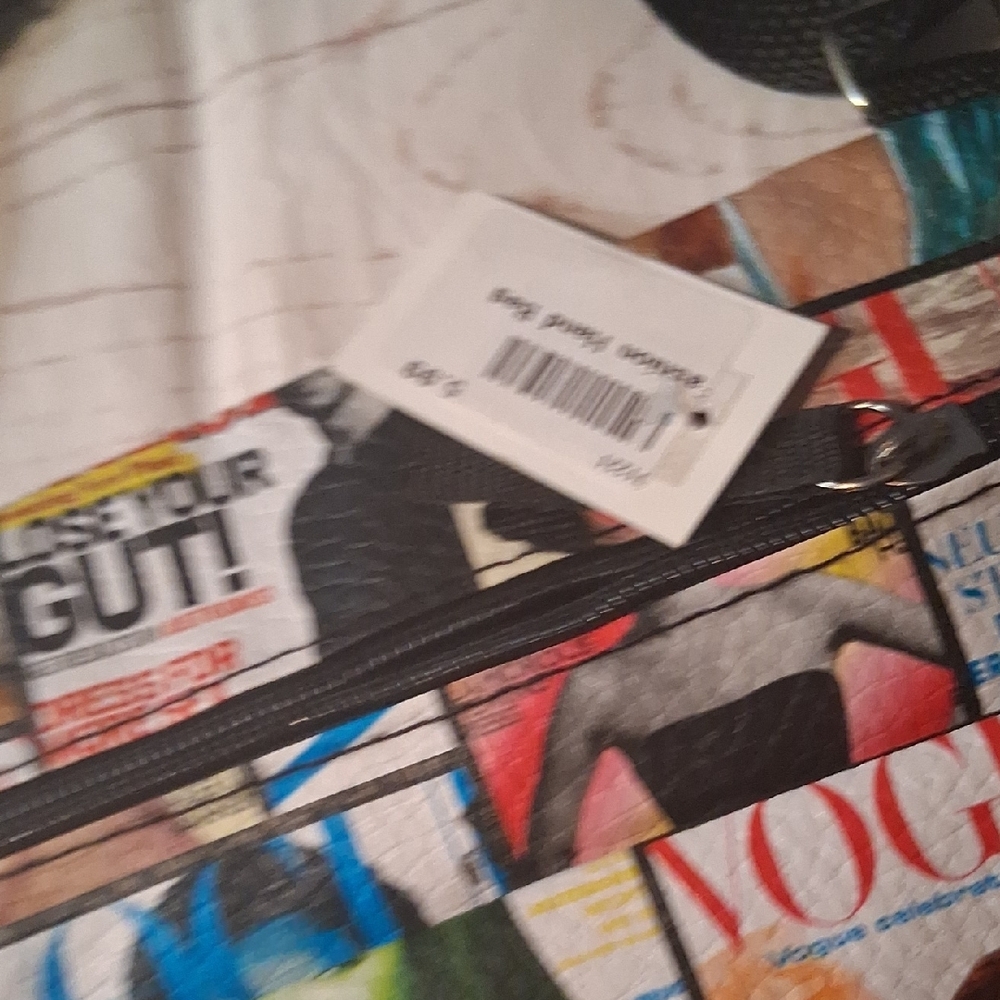 Magazine Collage Crossbody Messenger Bag - Black Strap - Picture 3 of 3